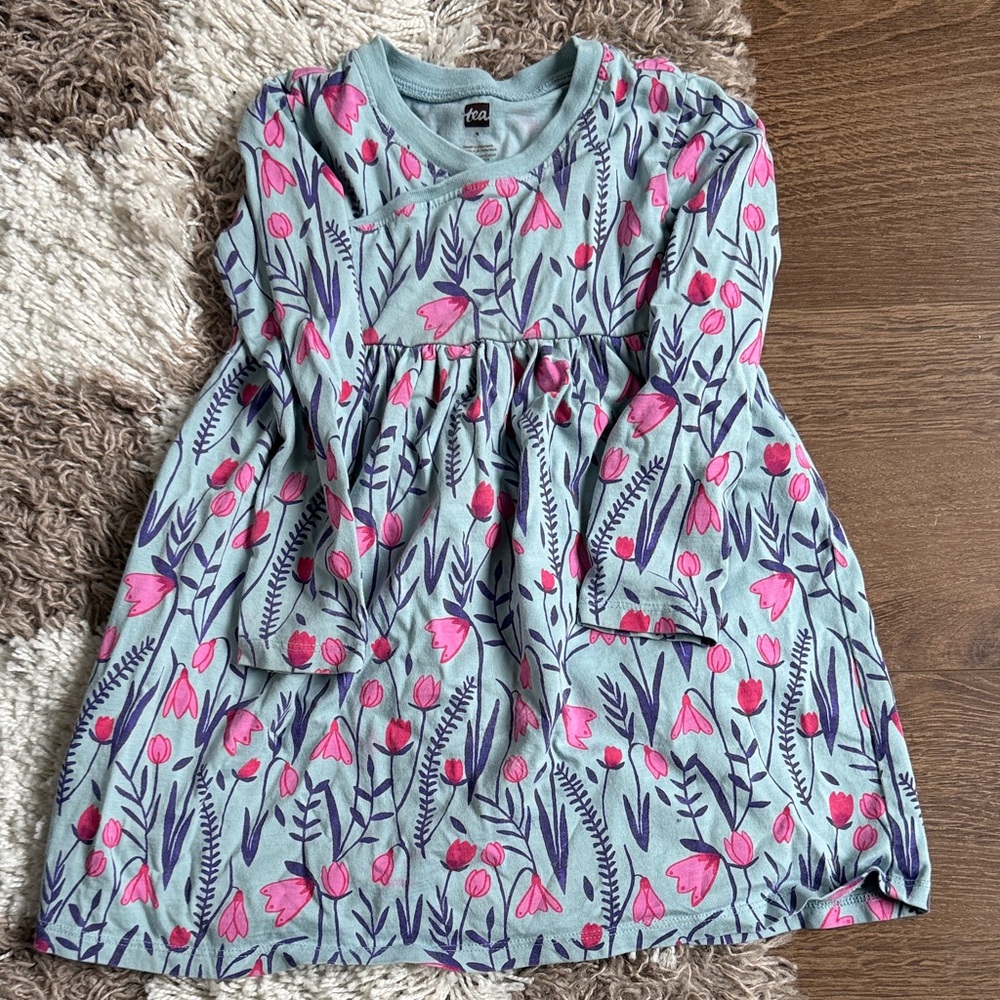 Tea Collection Blue and Pink Floral Dress